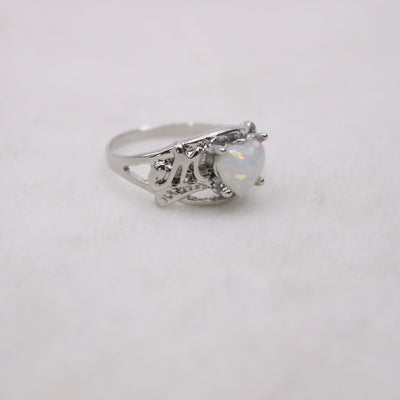 mom ring opal peach heart letter ring mother gift opal love ring