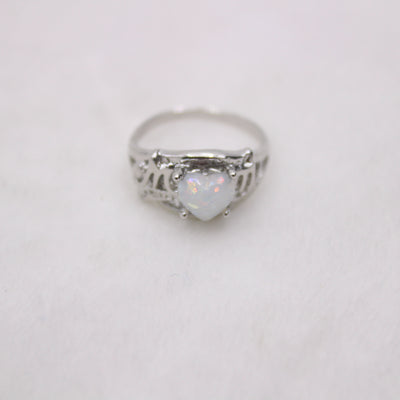 mom ring opal peach heart letter ring mother gift opal love ring