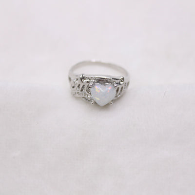 mom ring opal peach heart letter ring mother gift opal love ring