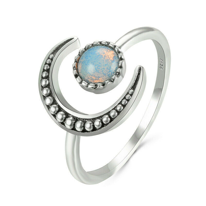 moon ring women's opal ring