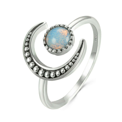 moon ring women's opal ring