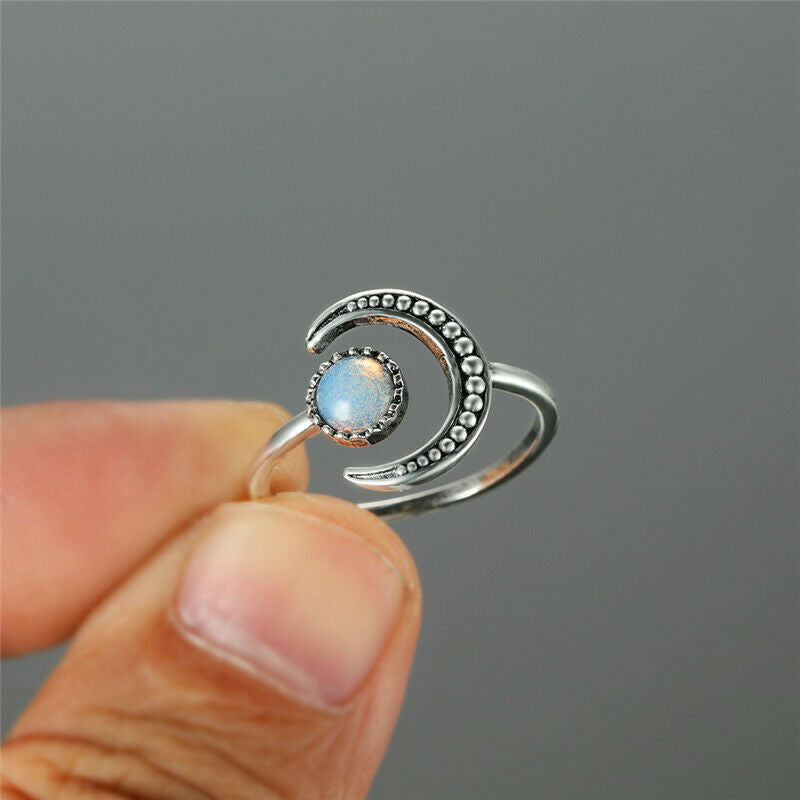 moon ring women's opal ring