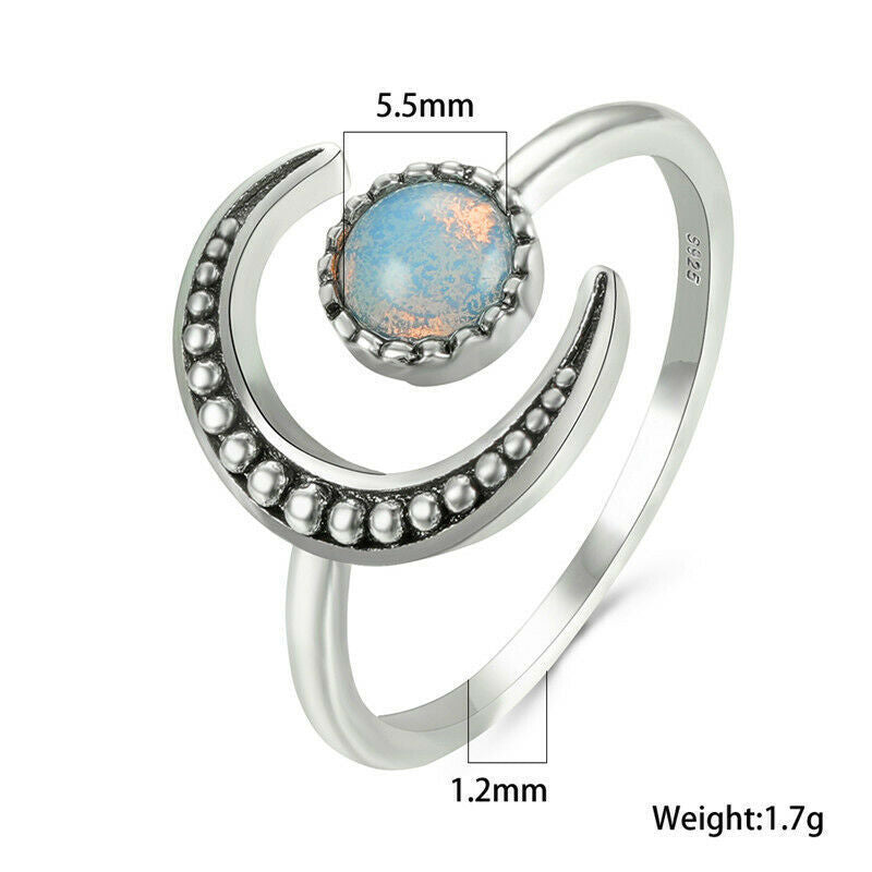 moon ring women's opal ring