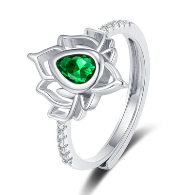lotus ring water drop flower inlaid diamond zircon ring