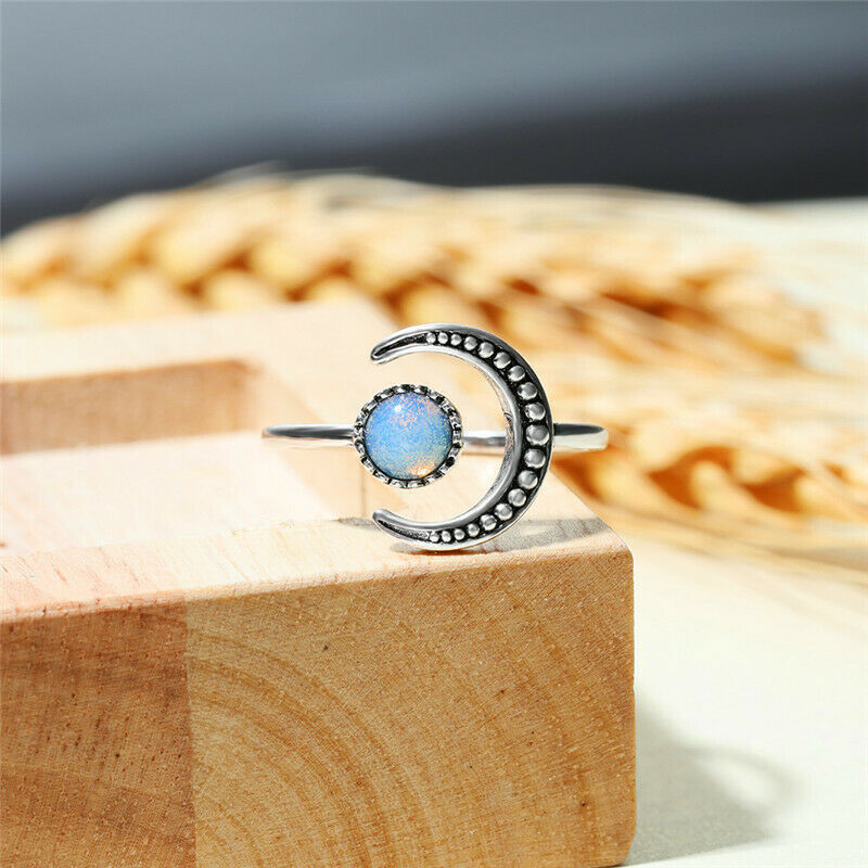 moon ring women's opal ring