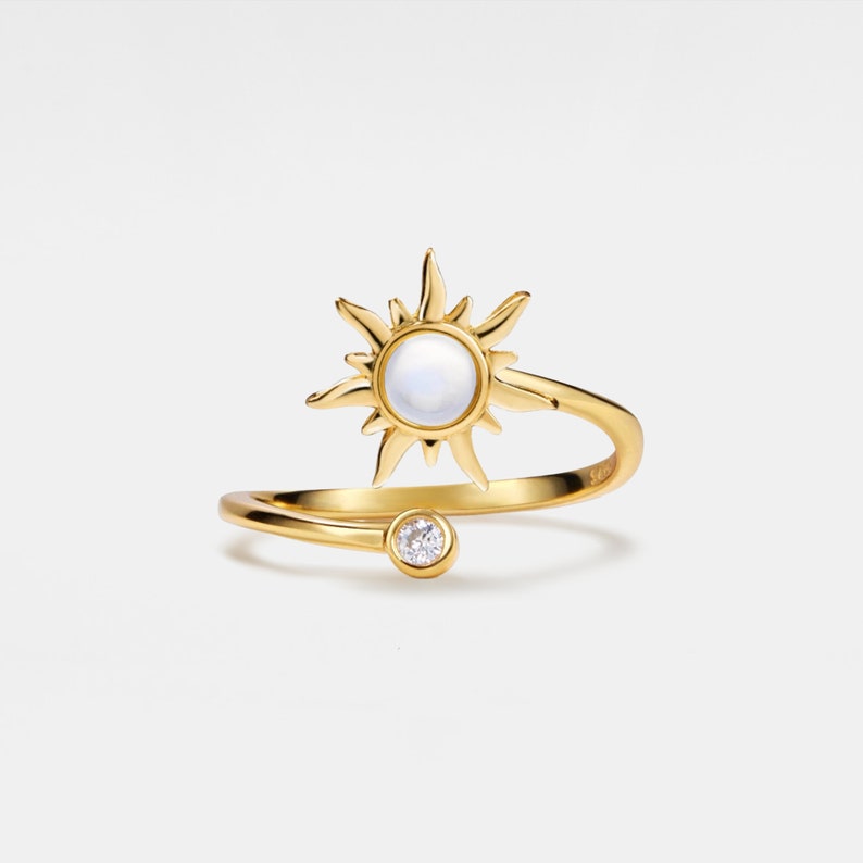 Dainty Opal Sun Fidget Spinner Ring Anxiety Ring