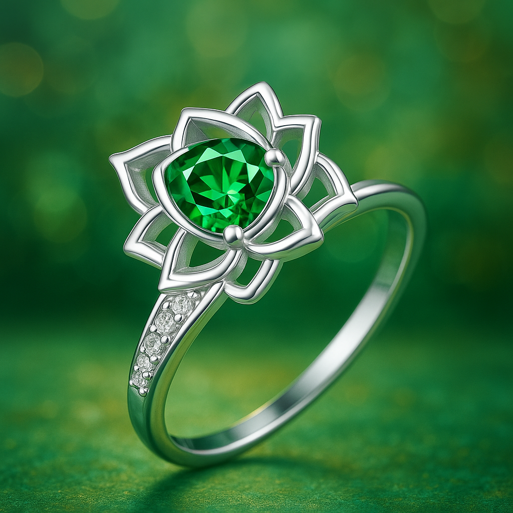 V15 Lotusring Wassertropfenblume eingelegter Diamantzirkonring