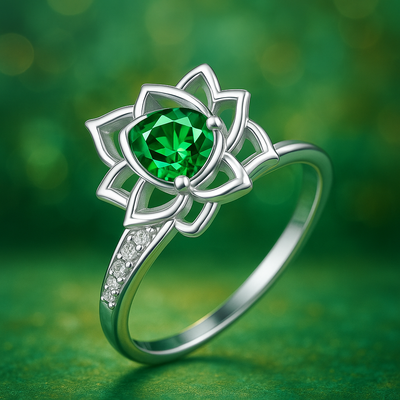 V15 Lotusring Wassertropfenblume eingelegter Diamantzirkonring